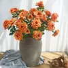 Simulazione di fiori decorativi Alta qualità 3D Feel 5 teste Rosa cinese Home Living Room Decoration Table Wedding Artificial Fake