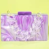 Kvällspåsar Pearl Purple Mirror Fashion Ladies Bag unik marmor randig axel elegant akryl bärbar avslappnad koppling