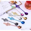 Knives Gold Music Note Coffee Spoon Stainless Steel Home Kitchen Dining Flatware Ice Cream Dessert Spoons Cutlery Tool Drop Delivery G Dh6Pm