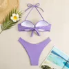 Женские купальные костюмы отжимают бикини, набор 2023 Halter Bandeau Underwire Swimsuit Beach Bearge Bughing Swim для женщин 230724