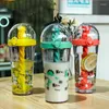 水のボトルクリエイティブかわいい面白いボトル動物デザインストロープラスチック漫画ミキシングマグガールハートカップ