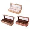 Watch Boxes Wooden Case Organizer Display For Men Women 6 Slots With Clear Vintage Style