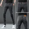 Men's Jeans High Quality Gray Jeans for Men Fashion Retro Washed Snowflake Slim Skinny Simple Male Pencil Denim Pants Streetwear L230724