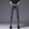 Mäns jeans 2022 Nya Spring Autumn Men's Jeans Vintage Blue Solid Colic Elastic Classic Jeans Men Slim Fashion Denim Trousers Male 28-36 L230724