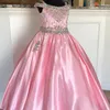 Little Miss Pageant Dress pour les adolescents Juniors Toddlers 2021 Perles AB-Stones Cristal Rose Satin Longues Filles Robe De Bal De Soirée Formelle r265t