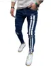 Erkek kot pantolon sıska çizgili fermuar denim delik yıkama vintage hip hop iş pantolonlar ince baskılı kot pantolon Avrupa büyük boy erkekler giyim l230724