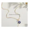 Подвесные ожерелья Турецкий злой голубой колье для глаз для женщин девушки золотой цвет стеклян