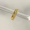 Cluster Rings 18K Yellow Gold Plating Authentic S925 Sterling Silver Fine Jewelry Double Rows CZ Crown Triangle Ring Adjustable C-J719