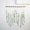 Fleurs décoratives plante artificielle rotin plastique feuilles vigne avec tranche en bois tenture murale décoration faux décor à la maison fournitures