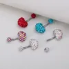 Rhinestone Heart Belly Button Ring Dercing Belly Belly Stud Stail Stail Steel Bar Ombligo Bar for Women Sexy Body Jewelry