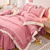 Bettwäsche-Sets, 4-teiliges Paar-Bett-Quilt-Set, Bettlaken, Tagesdecke, Queen-Size-Bettdecken, Bettwäsche, Tröster mit Kissenbezügen, Luxus-Rosa 230724