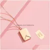 Pendant Necklaces Design Fashion Love Letter Envelope Necklace Stainless Steel Jewelry Confession You For Valentine Day Mother Gift Drop Del