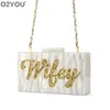 Borse da sera Wifey Nome Donna Acrilico Shell Messenger Borsa a tracolla Busto Crossbody Soldi Telefono Viaggio Borsa da festa di nozze drop ship 230724