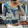 Men's Sweaters High Quality Men's Pullovers Peking Opera Mask Portrait Printing Pattern Knitted Sweater Men Warm Keeping Sweater Pullover T230724