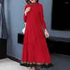 Kobiety swetry czerwona sukienka 2023 jesień zima Dodaj aksamitne sukienki luźne duże rozmiar M-5xl Mima Aghed Mom A-Line Long Veatidos