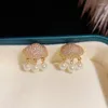 Stud Earrings Cute Cloud Tassel Pearl For Women High Quality Copper Gold Plated Zircon Designer Earring Original Jewelry 2023