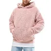 Men's Hoodies Fall Winter Long Sleeve Plush Hooded Shirt Warm Sweatshirt Solid Color Pullover Top With Kangaroo Pocket