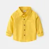 Kids Shirts Children Shirts Fashion Solid Cotton Shortsleeved Boys Shirts For 214 kids Blouses clothes Tops L230223 230721