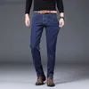 Mäns jeans Autumn Winter Cotton Men's Jeans Denim Pants Brand Classic Clothes Overalls raka byxor för män Black Blue Oversize 28-40 L230724