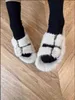 Designer Slides Luxury Mink Fur Slippers Real Mink Hair Sandals Double Buckle Fur Shoes For Women Fluffy Slides # H0914