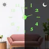 Relojes de pared, números mixtos, reloj luminoso de diseño moderno, decoración del hogar, pegatinas grandes, fácil de leer, reloj DIY brillante para sala de estar