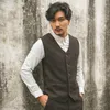 Men's Vests Fashion Suit Vest Wool Vintage Stylish Waistcoat Mens Casual Tweed Men Winter Formal Business B06