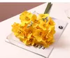 Decorative Flowers 6pcs/lot 40cm Daffodils Bouquets Artificial Flower Home Wedding Party Decor Desktop Vase Decoration Craft Fake