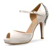 Peep Toe Satin Wedding Shoes ankle straps Sandals for Bride Shower Bridesmaids Evening Prom high heel 10 5cm size 34238j