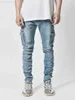 Mäns nya plus size mens designer 2023 sidopicka små fot mager jeans denim byxor män avslappnade byxor 2 färger s-xxxl l230724