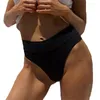 Women's Swimming Trunks Bikini Panties High Waist Swimwear Bottom Solid Color Female Swimsuit Briefs Beachwear Bathing Suits