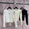 3 couleurs Slim Knits Femmes Designer Tees Home Casual Warm Tops Ladies Knitted Crew Neck Tees