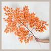Dekorativa blommor 135cm6 gaffel Simulering Banyan lämnar Red Maple Ginkgo Engineering Branches Garden Garden