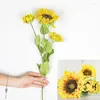 Decoratieve Bloemen Kunstmatige Faux Zijde Zonnebloemen Boeket Nep Real Touch Lange Stengels Bloemen Voor Bruiloft Party Centerpieces Woondecoratie