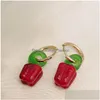 Charm Red Little Chili Biber Narin Moda Mücevher Metal Hoop Küpeler Kadınlar Hediye Damlası Teslimat