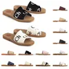 Designer Woody Pantofole Sandali Ciabatte Designer famosi Scivolo piatto da donna Mulo Beige Bianco Nero Rosa Lettering Tessuto Tela Pantofola da donna Slider Chloees Sandalo