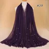 Sciarpe Pearl Maxi Cotton Musulmano Hijab Wrap Women Plain Sciarpa increspata Ladies Solid Head Beads Silenziatore Stola 190 100cm