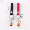 Keychains Milesi Par Wedding Keychain Chinese Traditionell stil Keyring Leather Key Holder Sweet Valentins gåva K0275