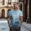 Men's T Shirts 3D Landscape Printing Pattern Round Neck -shirt 2023 Summer Street Leisure Hawaiian Beach Fashion Top