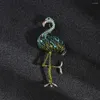 Brooches Female Fashion Vintage Crystal Cute Flamingo For Women Luxury Gold Color Alloy Animal Brooch Safety Pins