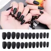 False Nails 24pcs Matte Nail Artificial Coffin Tips Full Cover For Decorated Design Press On Art Fake Extension With Glue