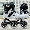 Inline-Rollschuhe 3 110 mm große Räder kompatibel mit 4 x 80 mm kleinen Slalom Slide Sneaker Inline-Skates-Schuhen für Erwachsene EU 35 bis 44 Weiß Schwarz HKD230720