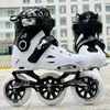 Patins à roulettes en ligne 3 grandes roues de 110 mm compatibles avec les petites chaussures de patins à roues alignées de 4 x 80 mm pour adultes EU 35 à 44 Blanc Noir HKD230720