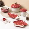 Kommen Soep Fruitsalade Kom Handgeschilderde Keramische Rode Paddestoel Porselein Servies Set Kind Kerst Bruiloft Verjaardag CZY-Z2306-3