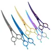 7 0Inch Purple Dragon Pet Scissors Dog Grooming Cutting Scissors Curved Head Pet Grooming Scissors JP440C Puppy Trimmer Tool LZS222V