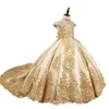 Gold Glitz Ball Gown Flower Girl Dresses Princess Little Girls Pageant Dresses Toddler Party Gowns With Beads BC4609271n