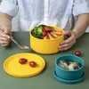 Geschirr-Sets, Silikon-Lunchbox, tragbar, versiegelte Aufbewahrung, auslaufsicher, Bento-Salatbehälter, Frischhaltung mit Deckel, Obstschale