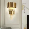 Lampa ścienna nowoczesna kryształ złota LED do sypialni nocny salon w pomieszczenia halowy dekoracja domu