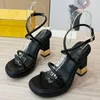 Leather womens sandals top luxury designer shoes fashion lace-up high heels sexy chunky platform shoes new summer casual shoes outdoor comfort buckle dress shoes