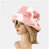 Stingy Brim Hatts Outdoor Casual Faux Fur Winter For Women Black White Cow Print Bucket Hat Men Fisherman Cap Delivery Mode A DHSUW