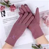 Five Fingers Gloves Fashion Winter Women Keep Warm Suede Mittens Touch Sn Windproof Fl Finger Ladies Outdoor Sport Female Drop Delivery Acce